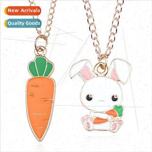 Alloy oil dripping cute whe rabb sub carrot necklace super c