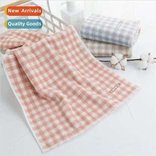 absorbent plaid bath towel towe face soft wash Cotton simple