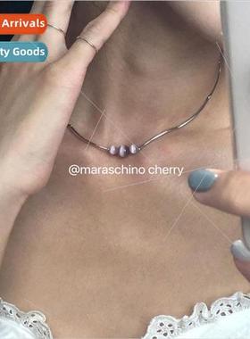 Country mple Purple Cat Eye Stone Necklace Necklace che Mini