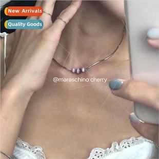 Cat Eye Stone Country che Purple Necklace Mini mple