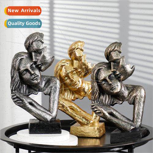 Europe silence is gold abstract human face mask resin orname