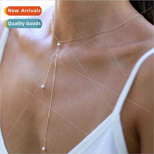 Europe girls delicate silver beads tassel necklace simple Y-