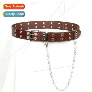 Double Exhaust Eye Rivet Belt Hip Hop Chain Versatile Jeans