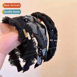 Girl girl wide plaid braided Mori mix Vintage match