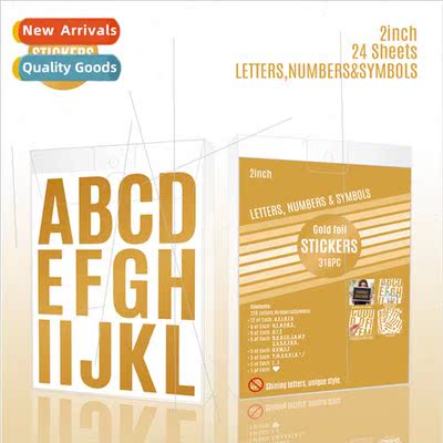 2 inch hot stamping letter stickers hardcover waterproof sti
