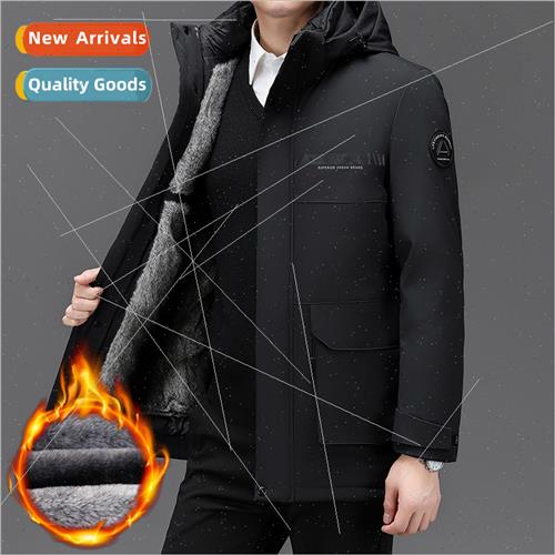 Dad winter goose down jacket removable middle-aged men padde