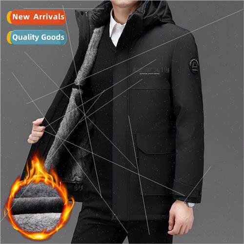 Dad winter goose down jacket removable middle-aged men padde