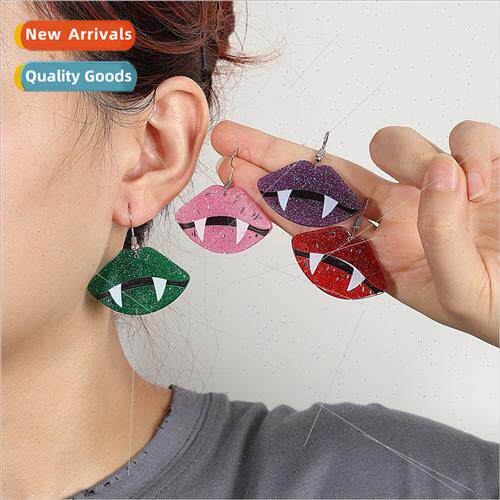 Halloween zombie fang earrings spooky acrylic jewelry earrin