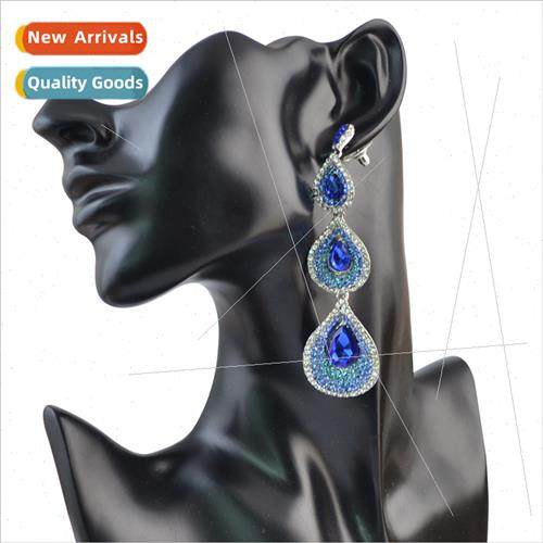 Bohemian fashion full diamond earrings teardrop shape diamon