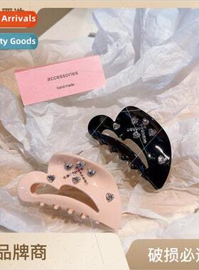 acetate half moon love rhinestone grab clip half tie ponytai