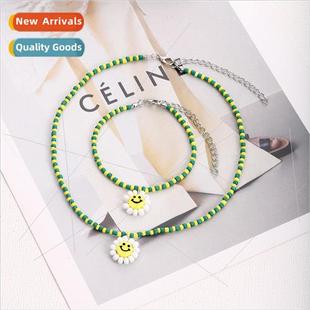 jewelry yellow green Korean beads collar rice handmade Mori