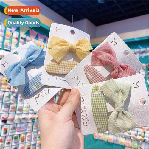 Spring children fabric hair clips floral bow hair accessorie
