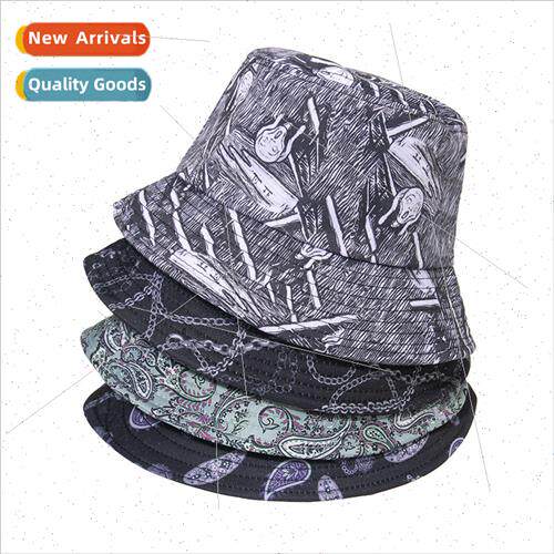 New Ghost Head Cashew Chain Printed Bucket Basin Hat Fisherm