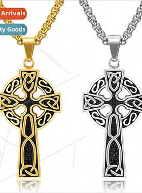 Celtic Cross Necklace Men Tanium Steel Pendant Vintage Bully