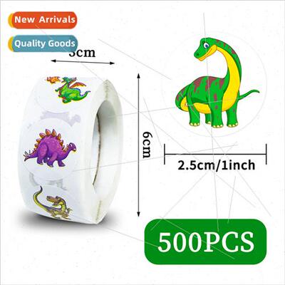 500 pcs/roll dinosaur reward stickers roll rolls of stickers