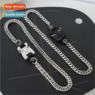 chain metal insert Functional necklace punk buckle locking