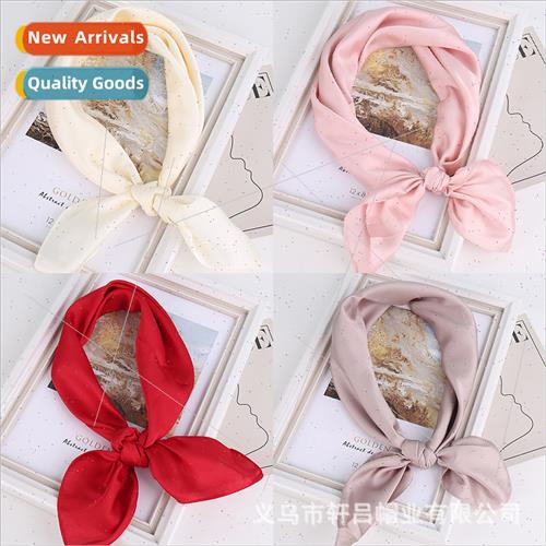 Multi-functional plain small silk scarf 70cm chiffon silk sc