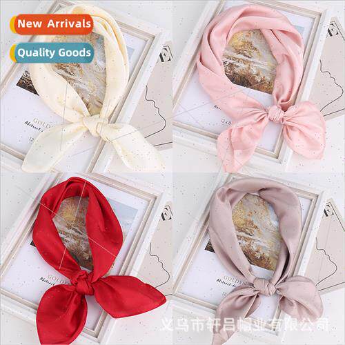 Multi-functional plain small silk scarf 70cm chiffon silk sc