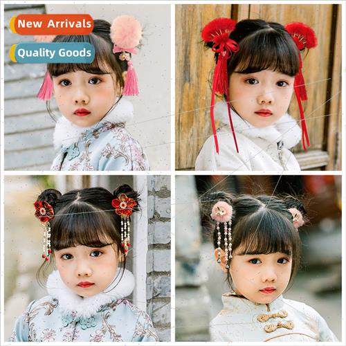 Children headdress retro hairball hairpin girls baby New Yea