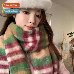 cashmere plaid mohair Rainbow shawl imitation warm hun scarf