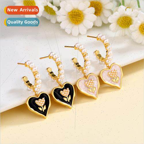 s925 silver needle retro love tulip earrings female 2023 new