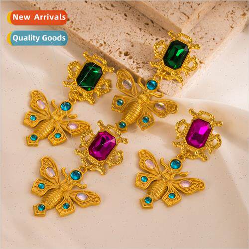 French retro unique earrings female antique court luxury sen
