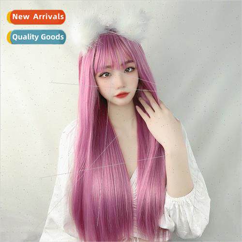 Color wig female Korean air bangs long chemical fiber dyed f