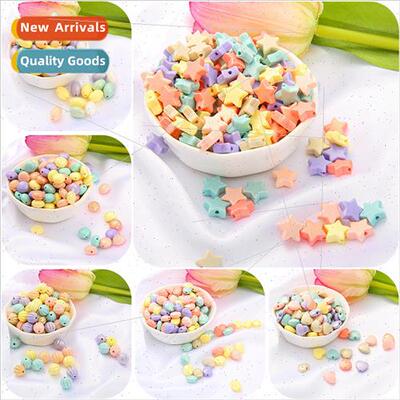 Macaron color acrylic straight hole loose beads diy handmade