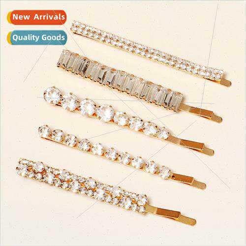 New geometric rhinestone hair clips versatile bangs clip met