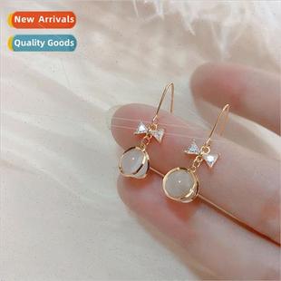 earrings jewelry bow ear tide female stone eye cat cute New