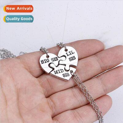 jewelry ttle Middle Big ster puzzle love necklace