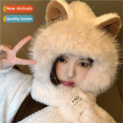 Winter furry ear protection thickened scarf all-in-one thund