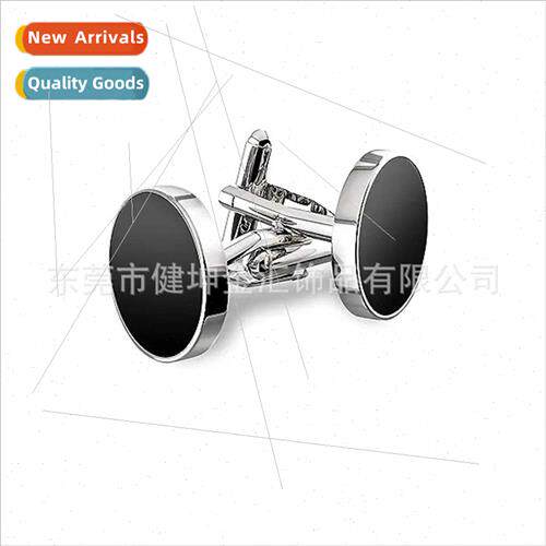 Black Round Men Cufflinks French Cufflinks Buttons Black Acr