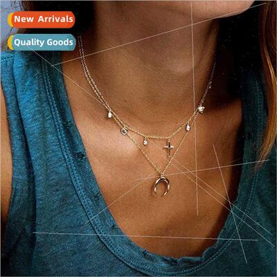 Europe simple stacking love pendant collarbone chain necklac