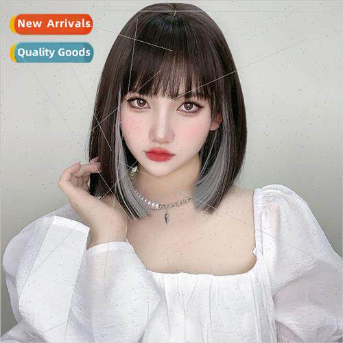 wig female o head short hanging ear dyed chemical fiber wig