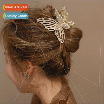 Premium sense clip headdress female summer pearl butterfly h