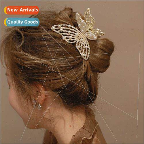 Premium sense clip headdress female summer pearl butterfly h