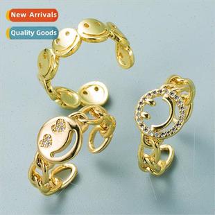 Rings ins men women brass micro-set zirconia plated real gol