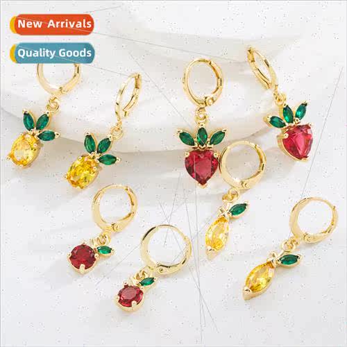Europe fashion copper gold-plated micro-set color zirconia e