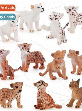 desktop wildlife model ornaments lion tiger cubs small lynx