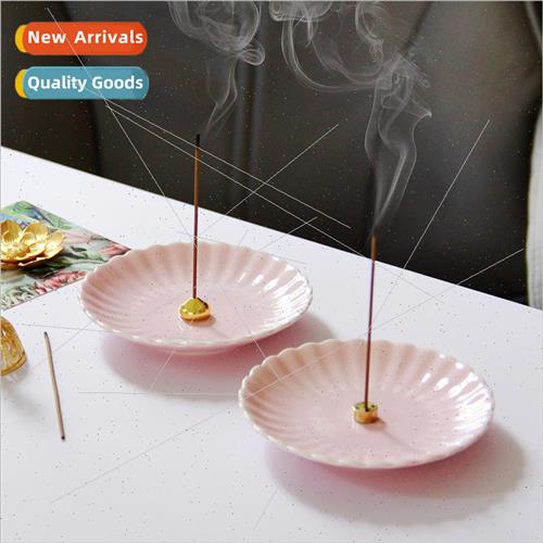 Modern simple pink ceramic metal incense stick incense holde