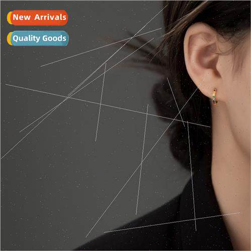 S925 silver Europe simple color zirconia earrings buckle col