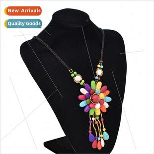 layer turquoise woven Jewelry petal double tassel nec ethnic