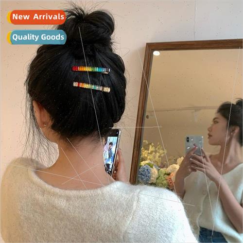 Girls Pie meet rainbow bangs clip colorful side clip on clip