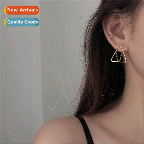 HK flavor chain back hanging earrings female Korea fashion t