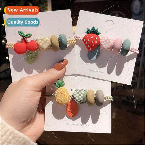 Korea cute fru leather band girls hair rope high elasticy pi