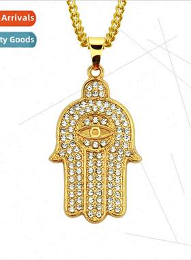 Accessories Buddha hand eyes diamond pendant necklace men hi