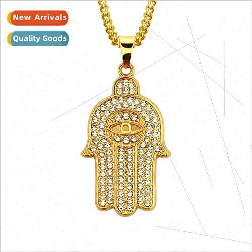 Accessories Buddha hand eyes diamond pendant necklace men hi