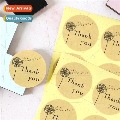 Dandelion Thank You Stickers Round Kraft Seal Stickers  Tags