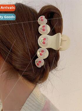 Spring transparent flowers hair clips back head acrylic bear